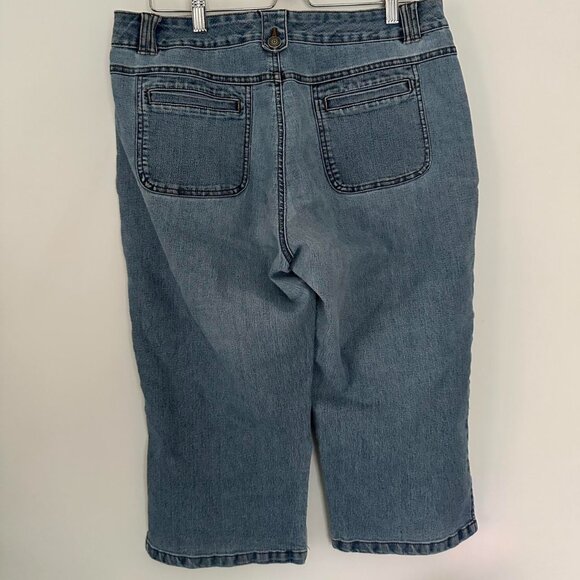 Western-Style Embroidered Floral Denim Capris Boho Chic 2010 Coachella - Picture 3 of 7